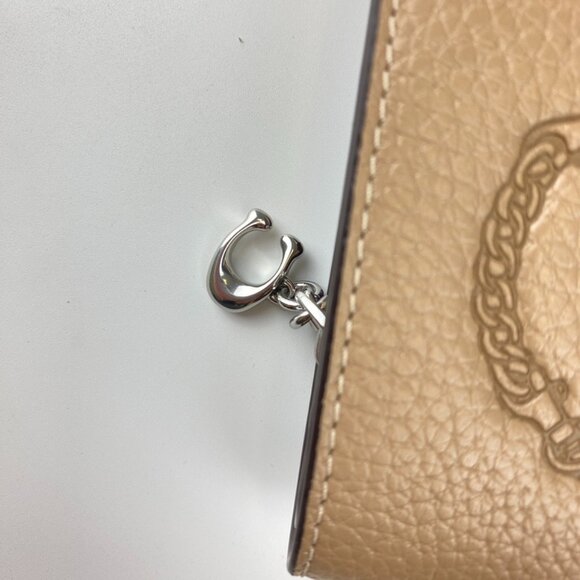 Coach CM216 Snap Wallet With Coach Heritage in Taupe, New with Tag - Picture 4 of 5